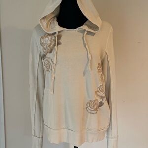 Lucky Brand Cream Hoodie with Floral Accents